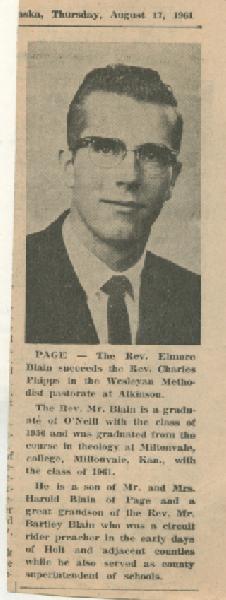 Blain, Elmore Newspaper Article